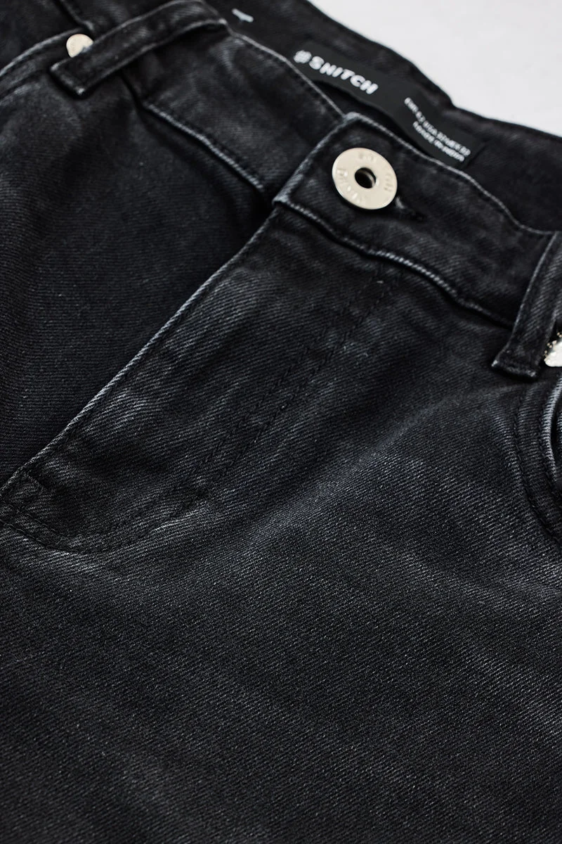 Snitch Black Tapered Slim Fit Jeans for Men | Best Price UAE